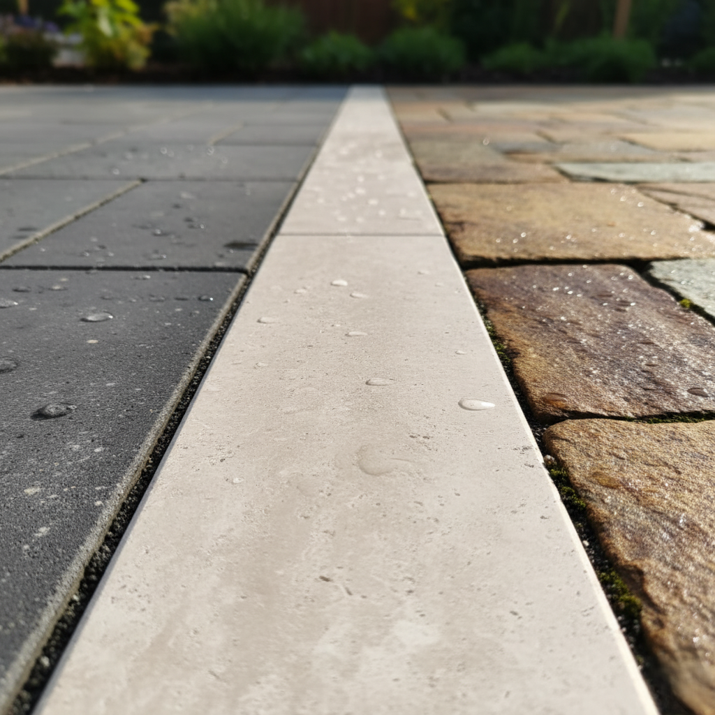 different paver materials side by side