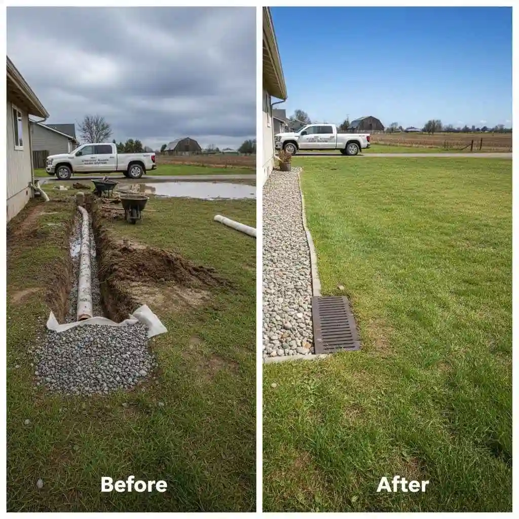  yard with a professionally installed French drain