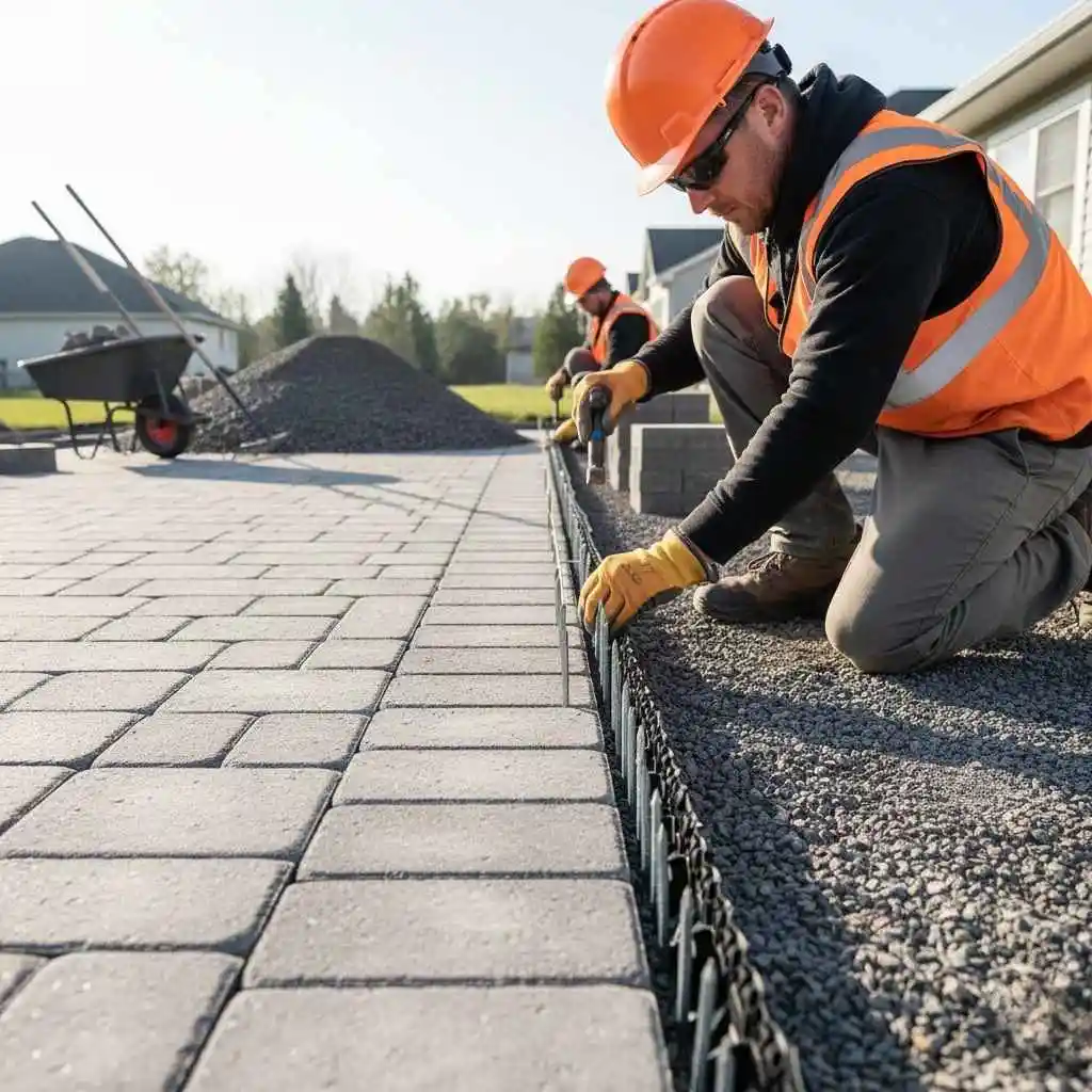 professional paver edge restraint installation