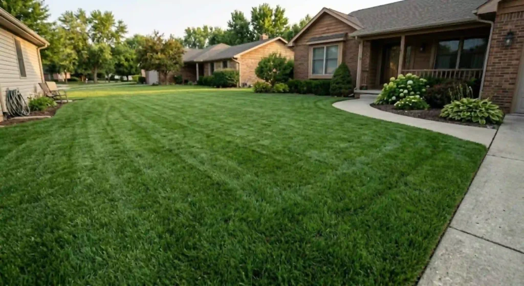 completed lush backyard lawn