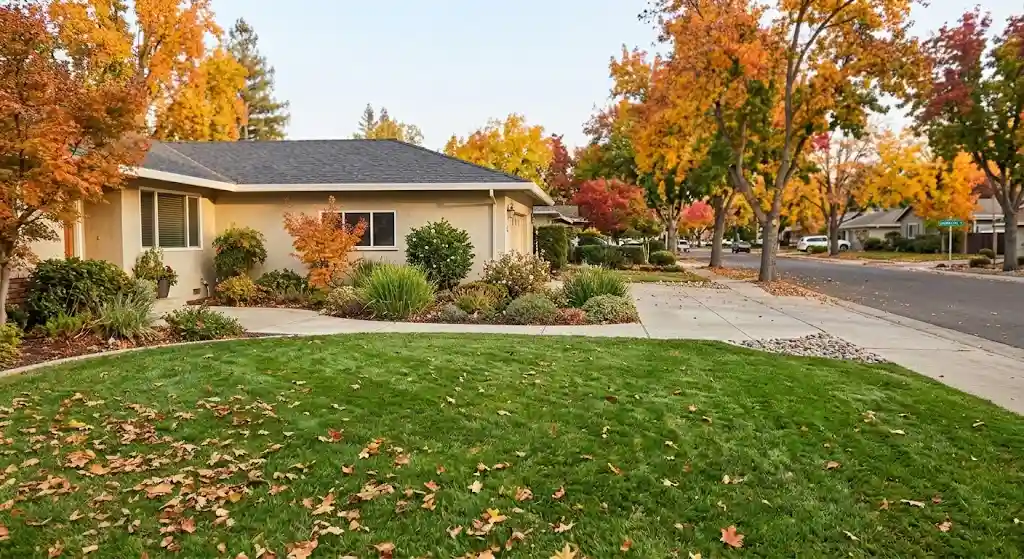 Clean and well-maintained Modesto California residential yard after seasonal cleanup